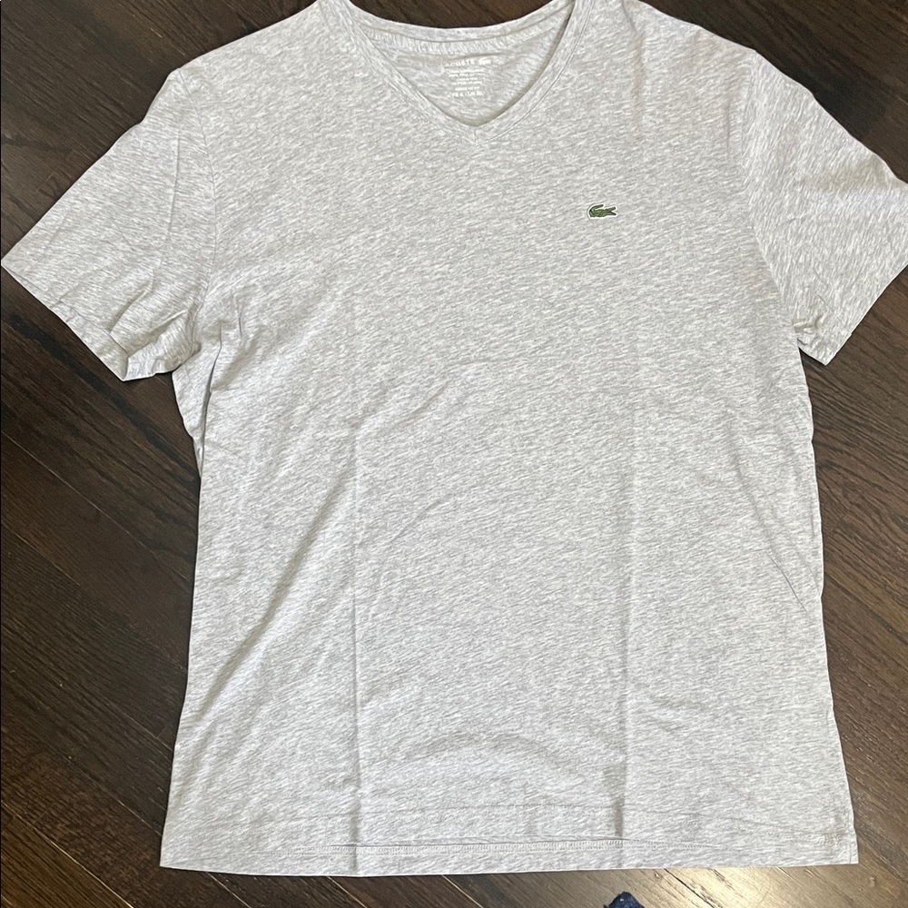 Lacoste Men's Light Gray V-Neck T-Shirt
